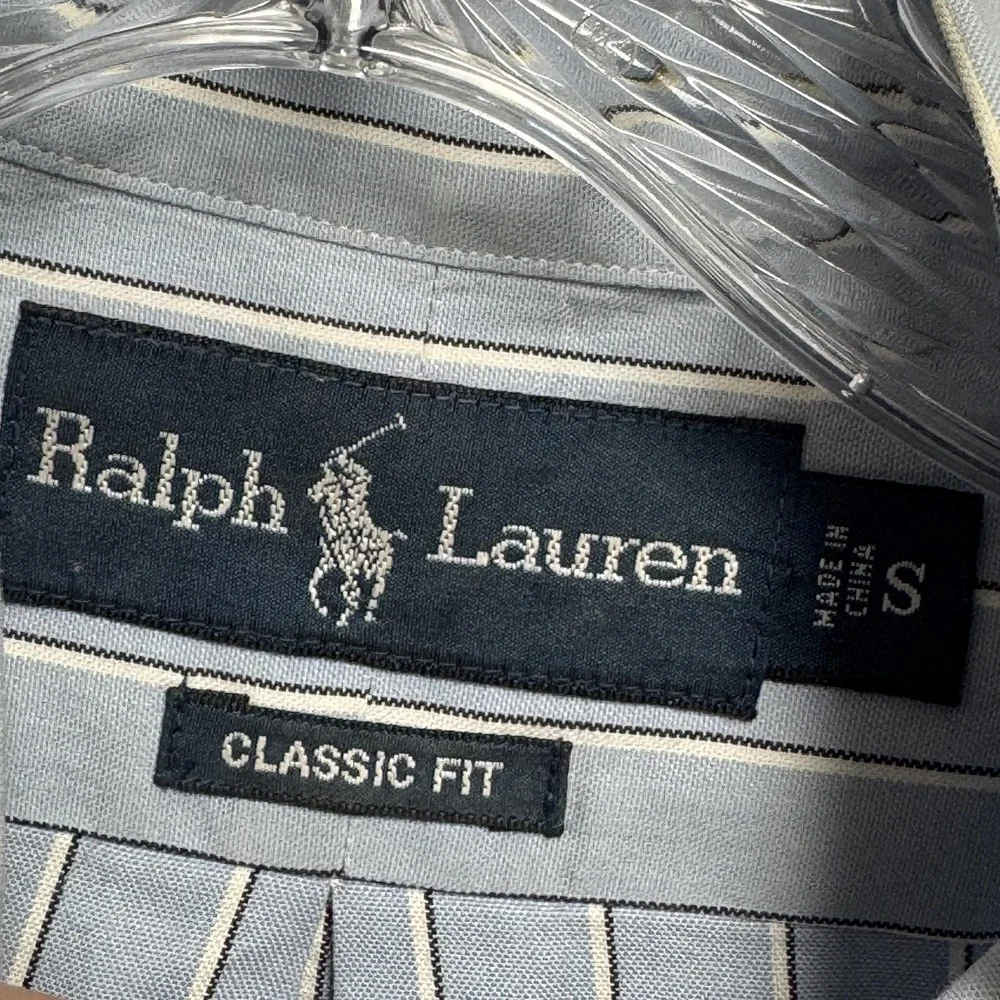 Ralph Lauren Shirt Mens Small Blue Stripe Button Down Long Sleeve Pony Logo - Picture 3 of 6